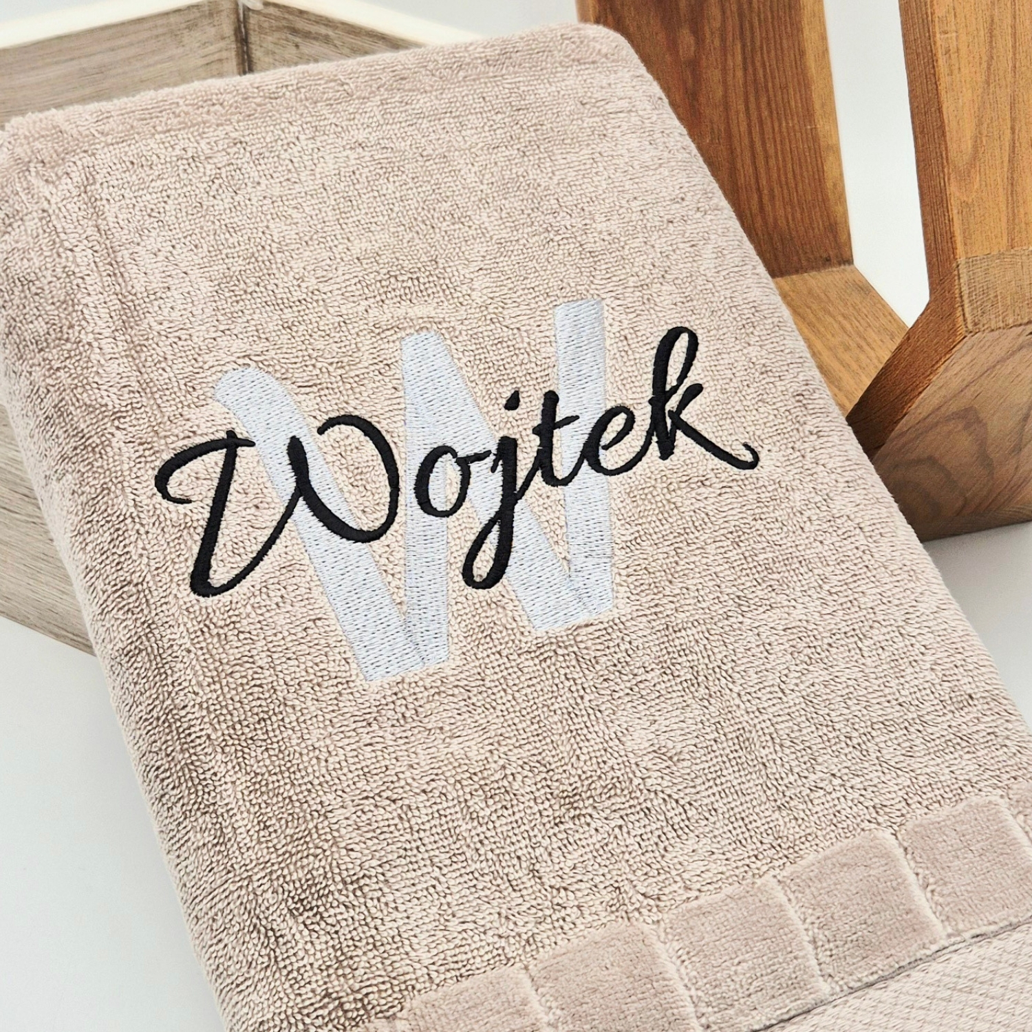 RĘCZNIK personalizowany 70x140 z MONOGRAMEM i imieniem